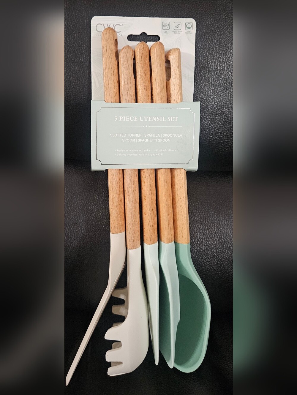 CWC 5-Piece  Utensil Set in Mint and Cream New